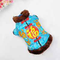 Vêtements d'hiver pour animaux de compagnie à la mode en gros, vêtements personnalisés pour chiens et chats de style chinois, costume Tang brodé avec motif Fu porte-bonheur