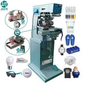 Plastic Cup 2 color pad printer Open Ink Tray Automatic pneumatic mini pad printing machine for glass bottle cap golf ball logo