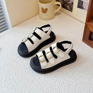 Sandalias de Goma de Color Puro a la Moda, Sandalias de Playa para Verano, Zapatos Planos para Niños Antideslizantes - Product Image 3