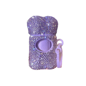 Distributeur de sacs à déjections canines en strass rouge, support portable scintillant pour sacs à déchets avec mousqueton pour les promenades en extérieur - Product Image 1