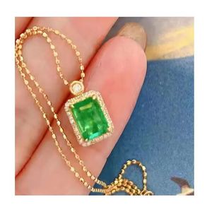 Pendentif en émeraude naturelle taillée en émeraude, or massif 18 carats, 1,0 ct, cadeaux de mariage pour femmes, Xinfly - Product Image 1