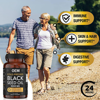 Capsules d'huile de cumin noir pur OEM, produits de beauté, antioxydant, soutien immunitaire, croissance des cheveux, santé des articulations, digestion pour adultes