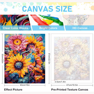 Kit de Pintura por Números de Girasoles, Pintura al Óleo DIY para Adultos Principiantes, Lienzo, Decoración de Pared para el Hogar, Regalo - Product Image 5