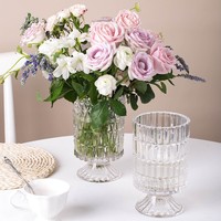 Vase à fleurs transparent en cristal clair en gros, vase décoratif en verre pour la décoration de la maison, du bureau et de la table