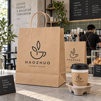 Sac en papier kraft recyclable personnalisé avec impression de logo, écologique, pour emballage alimentaire, café, gâteaux et plats à emporter