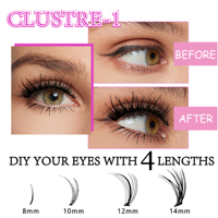 Lot de faux cils synthétiques réutilisables à grande capacité, segmentés, auto-adhésifs, naturels, denses, effet cils de bébé, individuels
