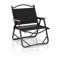 Chaise pliante moderne en bois massif et fer robuste - Chaise de camping extérieure à haute stabilité pour pique-nique, pêche et plage