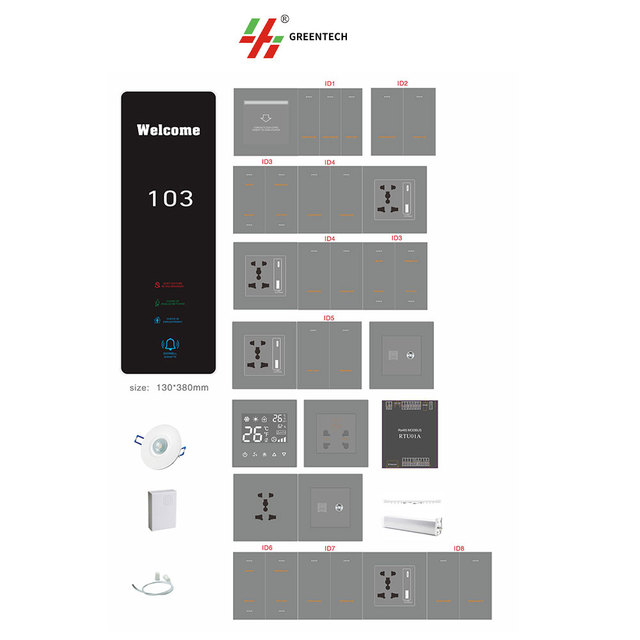 Greentech Intelligent Waterproof Wall Switch Room Control Unit Hotel Room Lighting Control System for Mesh/Wired Network