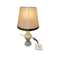 Lámpara de Noche con Pantalla de Campana de Estilo Europeo Clásico, Lujosa Luz LED Blanca Cálida para Decoración de Interiores