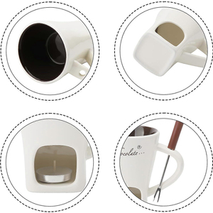 Tasse à chocolat chaud en céramique très populaire, tasse à café créative avec fourchette pour faire fondre le <span class=keywords><strong>fromage</strong></span> et le chocolat, tasse unique pour aliments - Product Image 4