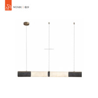 Lampe suspendue linéaire en travertin et albâtre espagnol pour salle à manger, villa