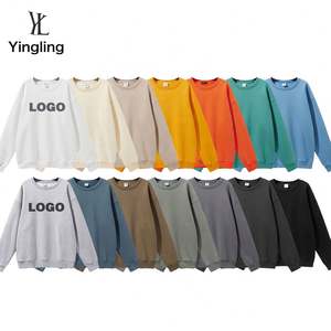 Yingling 100% algodón hombres de gran tamaño cuello redondo sudadera HoodyJumper impresión Digital personalizado pulóver liso teñido para otoño - Product Image 1