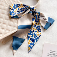 Foulard coréen léger à imprimé floral pour l'été, long foulard de cou frais à motif lettres, accessoires polyvalents pour sac et ruban