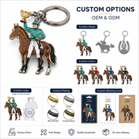 Porte-clés en métal personnalisé avec jockey et trophée, souvenir de course hippique, porte-clés avec logo personnalisé, cadeau pour événement équestre, promotion de festival