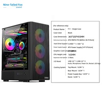 Boîtier PC assemblé Nine-Tailed Fox T11, châssis de jeu ATX complet avec panneau latéral transparent, compatible MATX, en acier laminé à froid