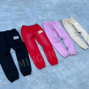 Pantalon de jogging personnalisé de différentes couleurs avec logo brodé d'autocollants Pantalon de survêtement en éponge de haute qualité lavé à l'acide - Product Image 1