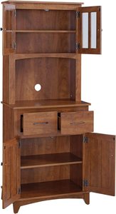 Buffet de cocina clásico con aparador y puertas Gabinete de cocina alto independiente <span class=keywords><strong>Despensa</strong></span> Fácil de organizar Cosas y microondas - Product Image 3