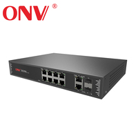 ONV Manufacturer 12-port Gigabit Uplink PoE Fiber Switch 250W Support IEEE 802.3 Af/at dengan ONV-POE31128PF-at VLAN