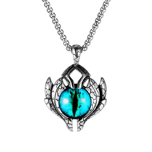 Collier unisexe en acier titane électroplaqué, motif œil du diable, chaîne longue en laine, style punk hip-hop, signe du zodiaque, luxe léger, artisanat métallique - Product Image 5