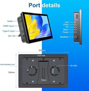 Nueva Pantalla Táctil de 8 Pulgadas para Raspberry Pi, 5 Puntos Táctiles, 1280x800 IPS HD, Interfaz con Altavoces Dobles, Negra, 3 Años de Garantía, Monitor Portátil - Product Image 2