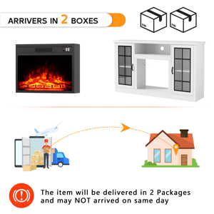 Hiện đại 59-inch TV đứng với 23-inch Lò sưởi điện 12 ngọn lửa màu sắc cho phòng khách sạn Trắng - Product Image 4