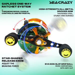 Moulinet <span class=keywords><strong>de</strong></span> pêche baitcasting rond OEM BF40 50 60 – Moulinet conventionnel parfait pour la pêche au poisson-chat, au saumon, au bar, la pêche à la traîne en eau salée - Product Image 4