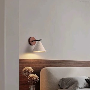 Lámpara de Pared LED Cilíndrica de Diseño Creativo Moderno con Travertino+Madera para Decoración de Sala de Estar - Product Image 3