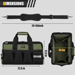 Sac de rangement multi-usages pour la maison, résistant à l'usure, épais, 15 pouces, 16 poches, organisateur d'outils portable avec bandoulière - Product Image 5
