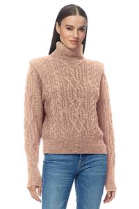 Suéter Feminino Gola Alta Clássico em Tricô Trançado com Acabamento Canelado, Mistura de <span class=keywords><strong>Alpaca</strong></span>, Textura Grossa, Personalizado, Auditado pela BSCI - Product Image 4