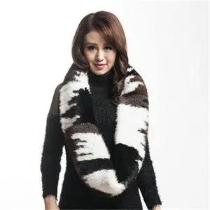 2022 winter elegant mink fur muffler genuine knitted mink fur tall loop scarf for lady