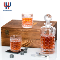 Carafe à whisky en verre transparent avec logo personnalisé pour le bourbon, le vin, les spiritueux, le brandy, dans un coffret cadeau en bois
