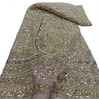 Nouveau design 2026 – Tissu en dentelle jacquard perlée et pailletée avec perles, dentelle africaine, tissu métallique pour robe de mariée