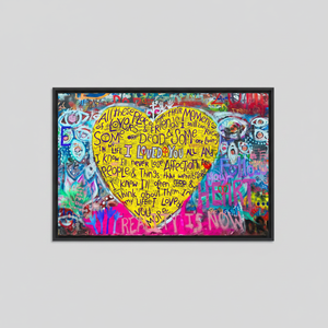 Printed <b>Canvas</b> Artwork: Banksy Style Bohemian Wall Decor,BLACK <b>FRAMED</b> <b>CANVAS</b> - Product Image 2