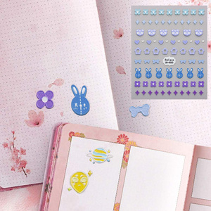 Puffy Cartoon Stickers Embossing Waterproof PVC Gloss <b>Lamination</b> Back To School Decorative Sticker For Stationery And Crafts - Product Image 3