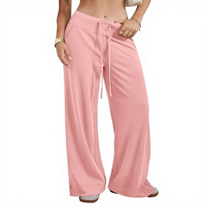 Women's Wide Leg Sweatpants Baggy High-Waisted Drawstring Street Fashion <b>Comfy</b> Joggers with Pockets OEM Custom logo Wholesale - Product Image 2
