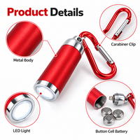 Mini lampe torche porte-clés en alliage de zinc, torche LED avec mousqueton, logo personnalisé, cadeau promotionnel, 6 couleurs, vente en gros OEM
