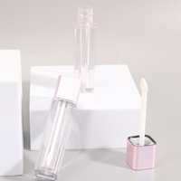 Tubes de brillant à lèvres en plastique de luxe 3ml, vides, carrés, transparents, personnalisables avec impression couleur, bouchon à vis, conteneur cosmétique pour rouge à lèvres