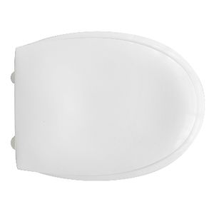 Asiento de Inodoro Termoestable KARLA de 48 cm, Blanco, con Bisagras de Acero Inoxidable - Product Image 1