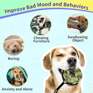 Jouets à mâcher interactifs pour chiens en mousse EVA durable et écologique, balle de 7 cm avec corde, style moderne, motif uni, pour l'exercice en extérieur - Product Image 5