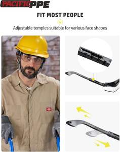 Lunettes de sécurité PPE 2 pièces pour hommes et femmes, conformes à la norme ANSI <span class=keywords><strong>Z87</strong></span>, monture en polycarbonate non traité, verres enveloppants, réglables, protection de laboratoire - Product Image 4