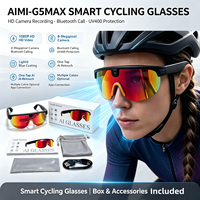 Lunettes de cyclisme intelligentes AIMB G5 Max AI avec caméra 8MP, enregistrement vidéo HD 1080P, traduction IA en temps réel, protection UV400 et transfert Wi-Fi