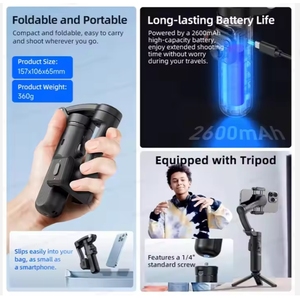 M02 Gimbal genggam perbesaran ponsel, penstabil dengan pelacakan AI magnetik cahaya pengisi untuk kamera DSLR & Digital - Product Image 5