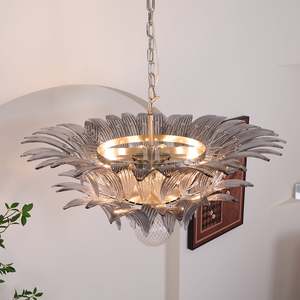 Lustre en verre moderne de luxe pour chambre et salle à manger, en métal transparent effet glace, LED CE, réglable, style Art Déco Lotus, <span class=keywords><strong>lampe</strong></span> suspendue encastrée - Product Image 5