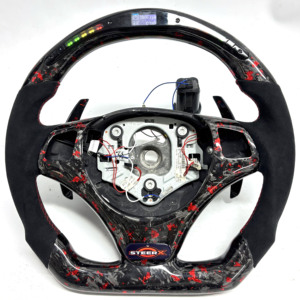 Volante de Fibra de Carbono Forjado en <span class=keywords><strong>Stock</strong></span> para <span class=keywords><strong>BMW</strong></span> E90 E92 E93 E60 M3, Diseño de Estilo Racing con Base Plana y Calefacción - Product Image 4