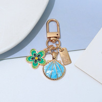 Mode coquillage métal porte-clés émail dégradé fleur étiquette suspendue porte-clés Souvenir porte-clés sacs suspendus pendentif femmes cadeaux
