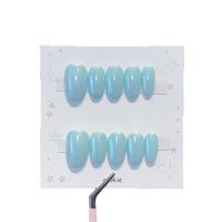 B3699 Faux ongles à presser faits main, poudre bleue Aurora, pointes d'ongles artificielles, patchs d'art pour ongles, pour salon