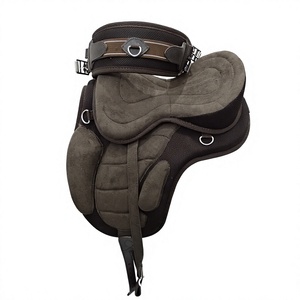 Silla de montar inglesa sin arco de cuero estilo Freemax marrón, ligera, duradera, con asiento acolchado suave y cómoda para resistencia. - Product Image 2