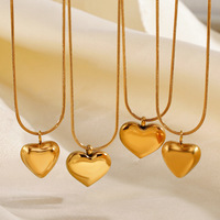 Collier clavicule en acier inoxydable Finetoo plaqué or 18 carats PVD, pendentif cœur de luxe, colliers pour femmes, cadeau de bijoux