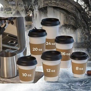 PACK Gobelets en papier jetables personnalisés 12oz avec couvercles et manchons, faible MOQ, en carton ondulé pour boissons chaudes, gobelets à café à paroi simple, estampage - Product Image 2