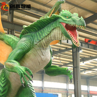 L = 16m Sculpture de simulation dynamique géante en mouvement Parc à thème animatronique Dragon vert
